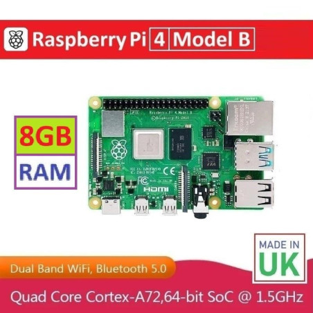 Raspberry Pi 4 Model B - 8GB RAM Quad Core Cortex-A72 64-bit SoC 1.5GHz